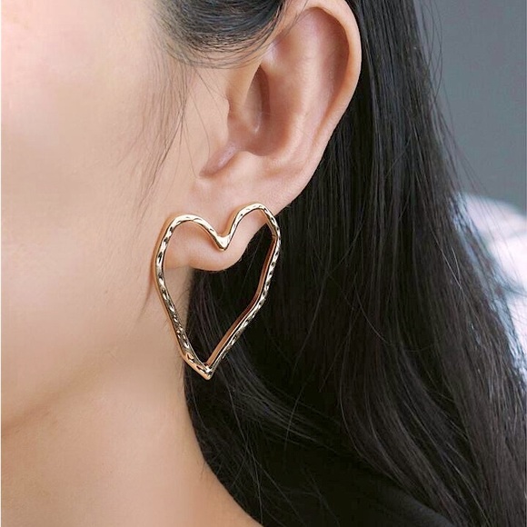 🔵𝟲𝟱%𝗢𝗙𝗙 𝗯𝘂𝗻𝗱𝗹𝗲𝘀 𝟯+🔵 NEW 925 Gold Large Heart Drop Earrings - Picture 8 of 14